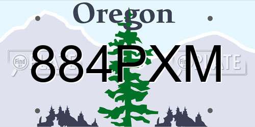 884PXM Oregon License Plate