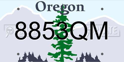 8853QM Oregon License Plate