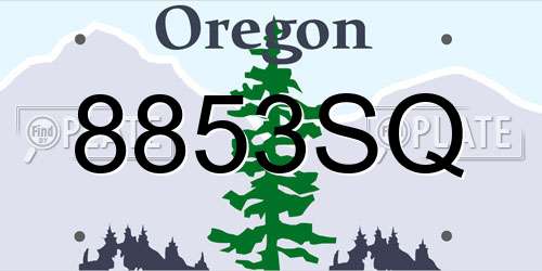 8853SQ Oregon License Plate