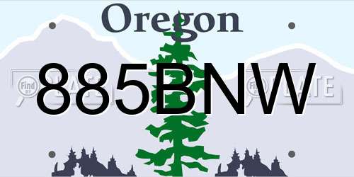 885BNW Oregon License Plate