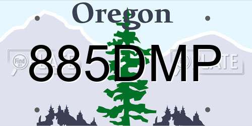 885DMP Oregon License Plate