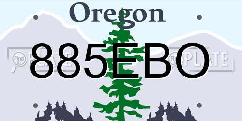 885EBO Oregon License Plate
