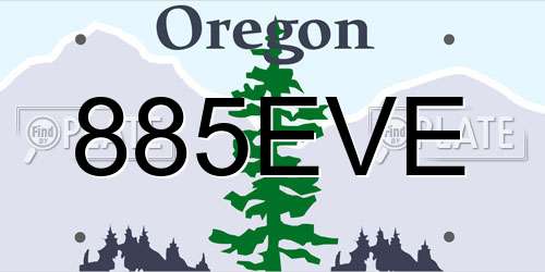 885EVE Oregon License Plate