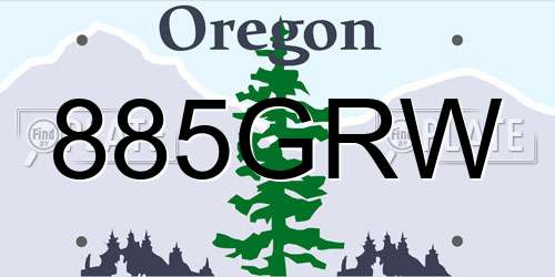 885GRW Oregon License Plate