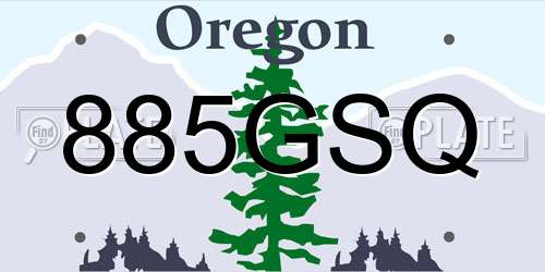 885GSQ Oregon License Plate