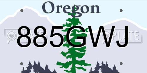 885GWJ Oregon License Plate