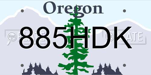 885HDK Oregon License Plate