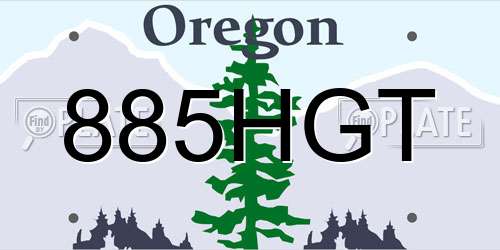 885HGT Oregon License Plate