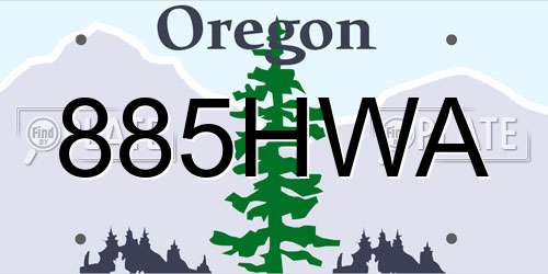 885HWA Oregon License Plate