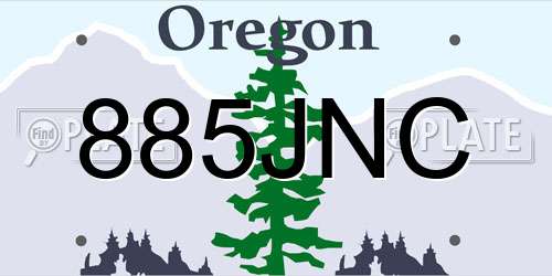 885JNC Oregon License Plate