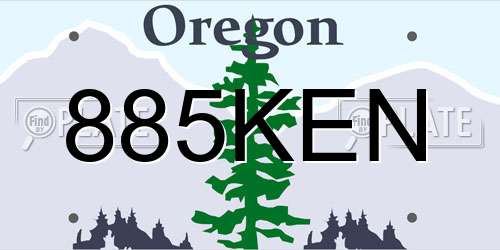 885KEN Oregon License Plate