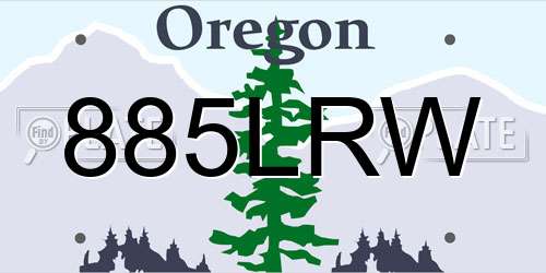 885LRW Oregon License Plate