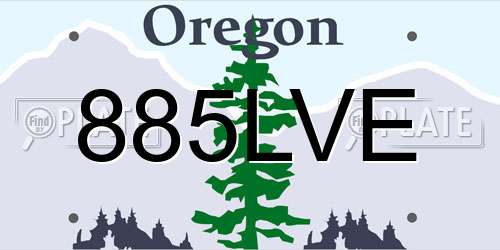 885LVE Oregon License Plate