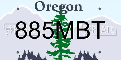 885MBT Oregon License Plate