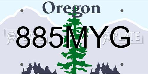 885MYG Oregon License Plate