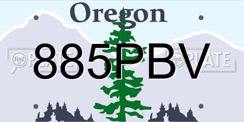 885PBV Oregon License Plate