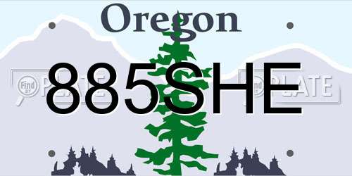 885SHE Oregon License Plate