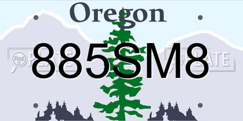 885SM8 Oregon License Plate