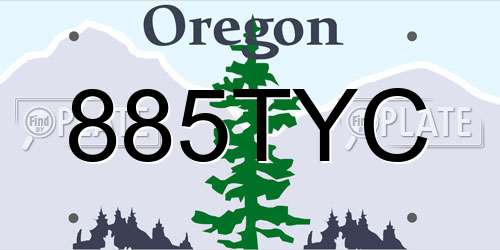 885TYC Oregon License Plate