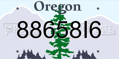 88658I6 Oregon License Plate