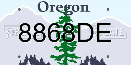 8868DE Oregon License Plate