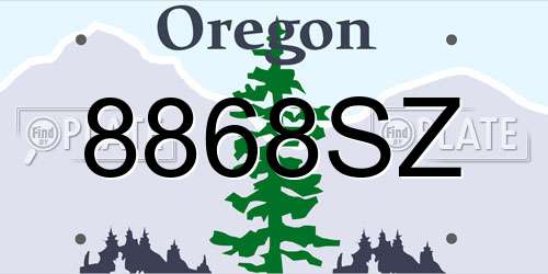 8868SZ Oregon License Plate
