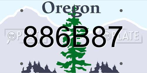 886B87 Oregon License Plate
