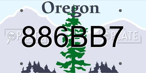 886BB7 Oregon License Plate