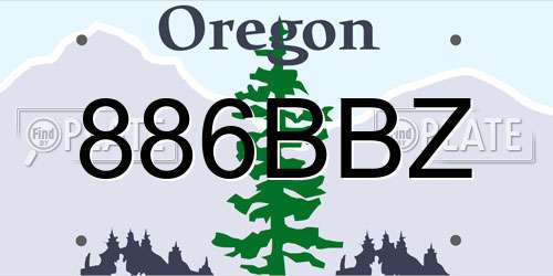 886BBZ Oregon License Plate