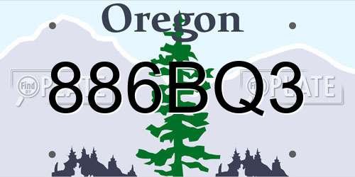886BQ3 Oregon License Plate