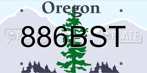 886BST Oregon License Plate