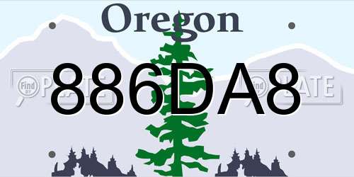 886DA8 Oregon License Plate