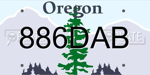 886DAB Oregon License Plate