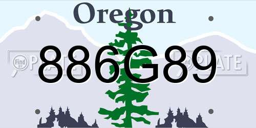 886G89 Oregon License Plate