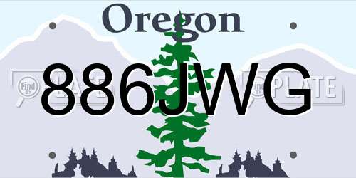 886JWG Oregon License Plate