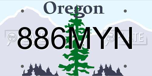 886MYN Oregon License Plate