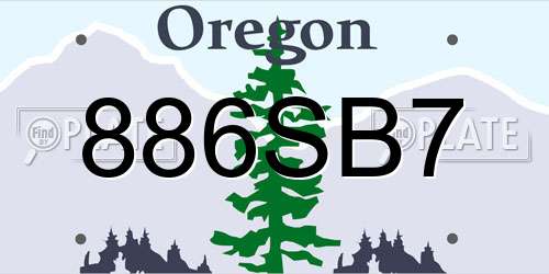 886SB7 Oregon License Plate