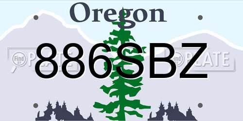 886SBZ Oregon License Plate