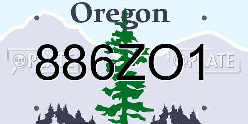 886ZO1 Oregon License Plate