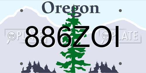 886ZOI Oregon License Plate