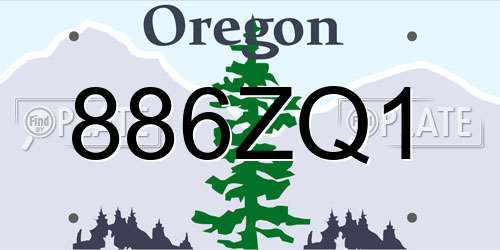 886ZQ1 Oregon License Plate