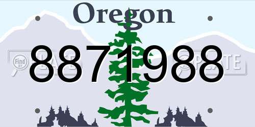 8871988 Oregon License Plate