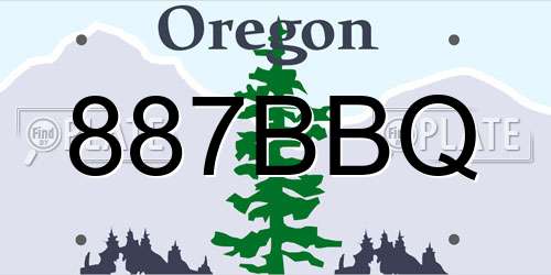 887BBQ Oregon License Plate
