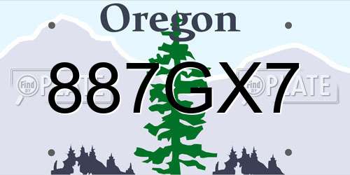 887GX7 Oregon License Plate