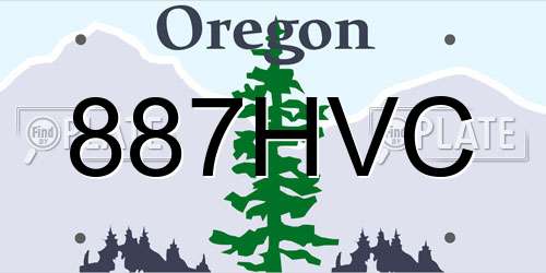 887HVC Oregon License Plate