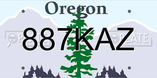 887KAZ Oregon License Plate
