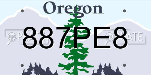 887PE8 Oregon License Plate