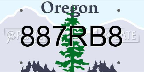 887RB8 Oregon License Plate