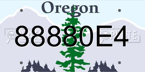 88880E4 Oregon License Plate