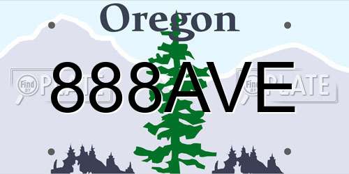 888AVE Oregon License Plate